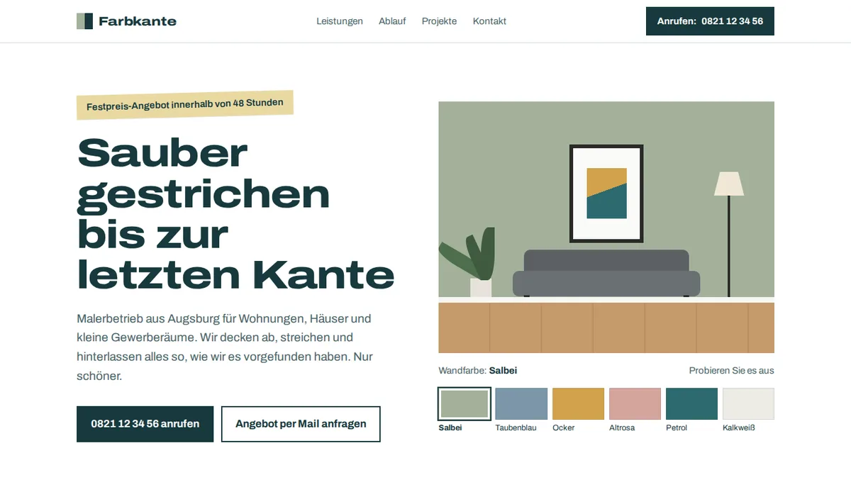 Demo-Website Farbkante